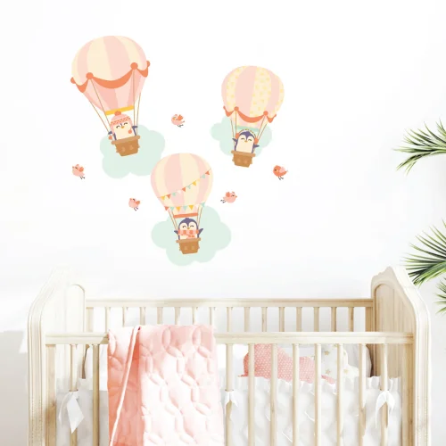 Jüppo - Pink Hot Air Balloons Wall Sticker