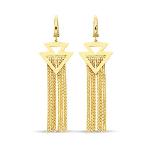 Larissa Jewellery - Triangle With Chain Gold Earring