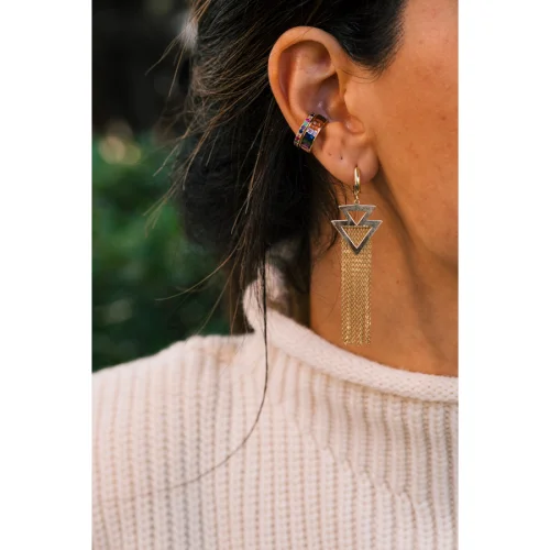 Larissa Jewellery - Triangle With Chain Gold Earring