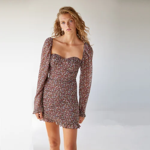 Urban Muse - Floral Heartneck Mini Dress