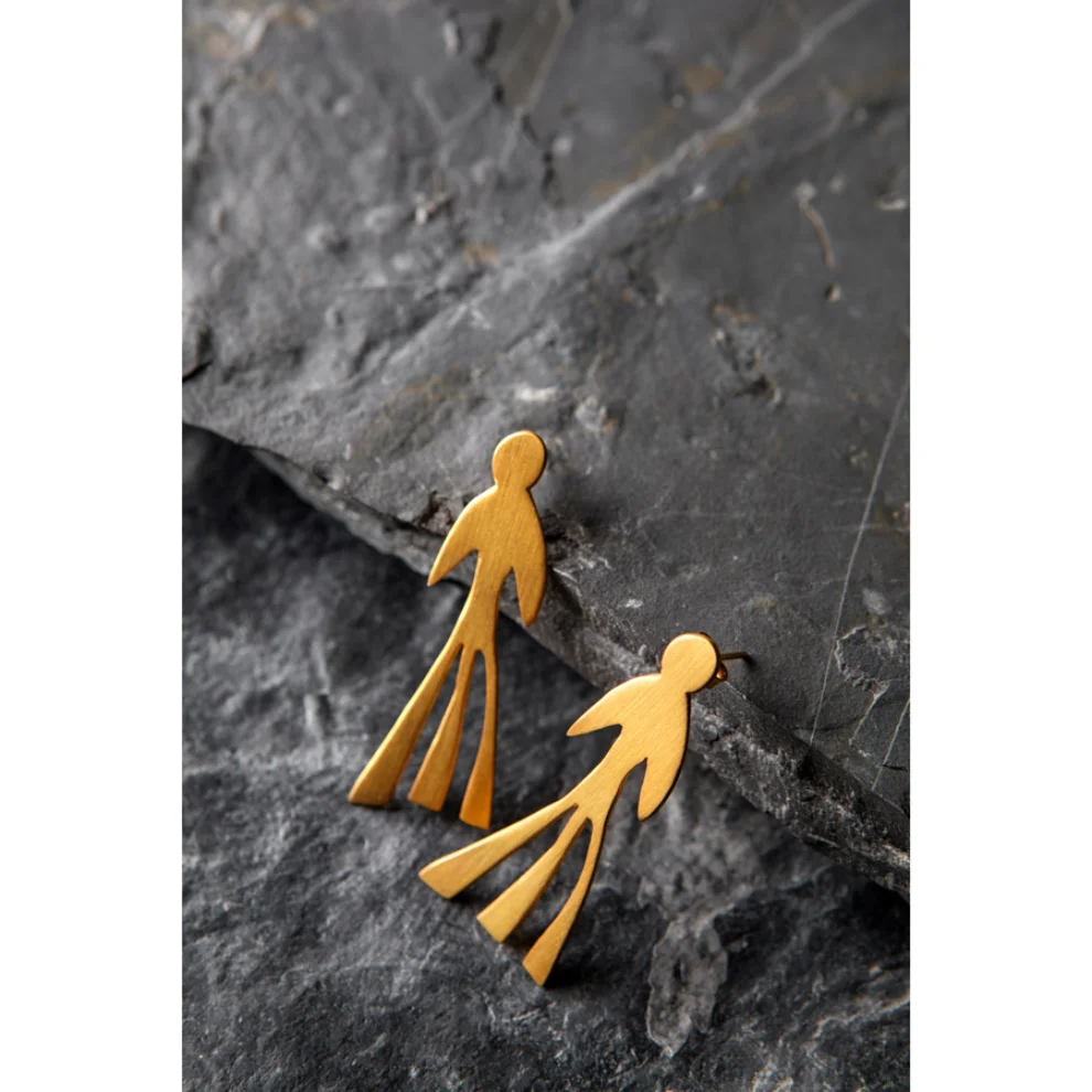 Studio Deka - Human Figurine Gold Plated Silver Earrings