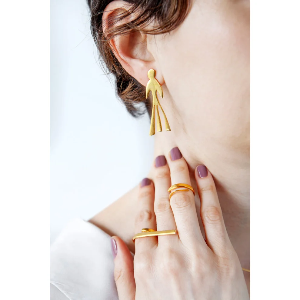 Studio Deka - Human Figurine Gold Plated Silver Earrings