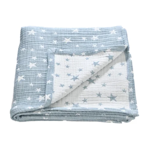 Bone Dea - 4 Layered Blue Stars Müslin Blanket