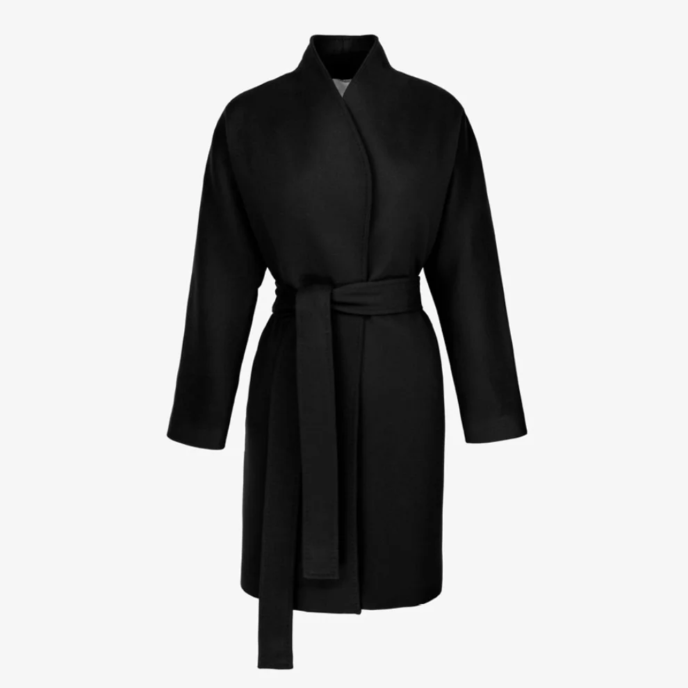 Faund - Oval Double Breasted Belted Coat