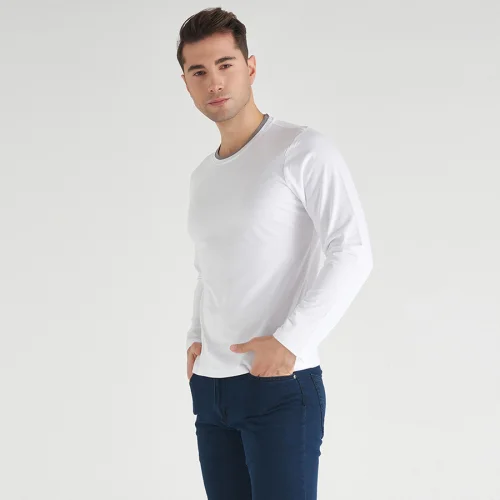 White&B Basics - Neck Detailed Long Sleeve T-shirt - I