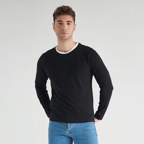 White&B Basics - Neck Detailed Long Sleeve T-shirt - I