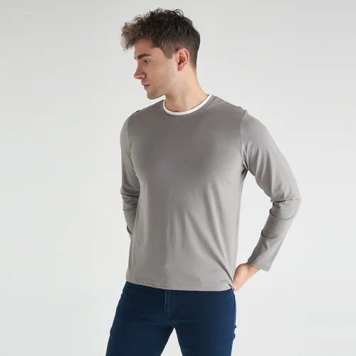 White&B Basics - Neck Detailed Long Sleeve T-shirt - I