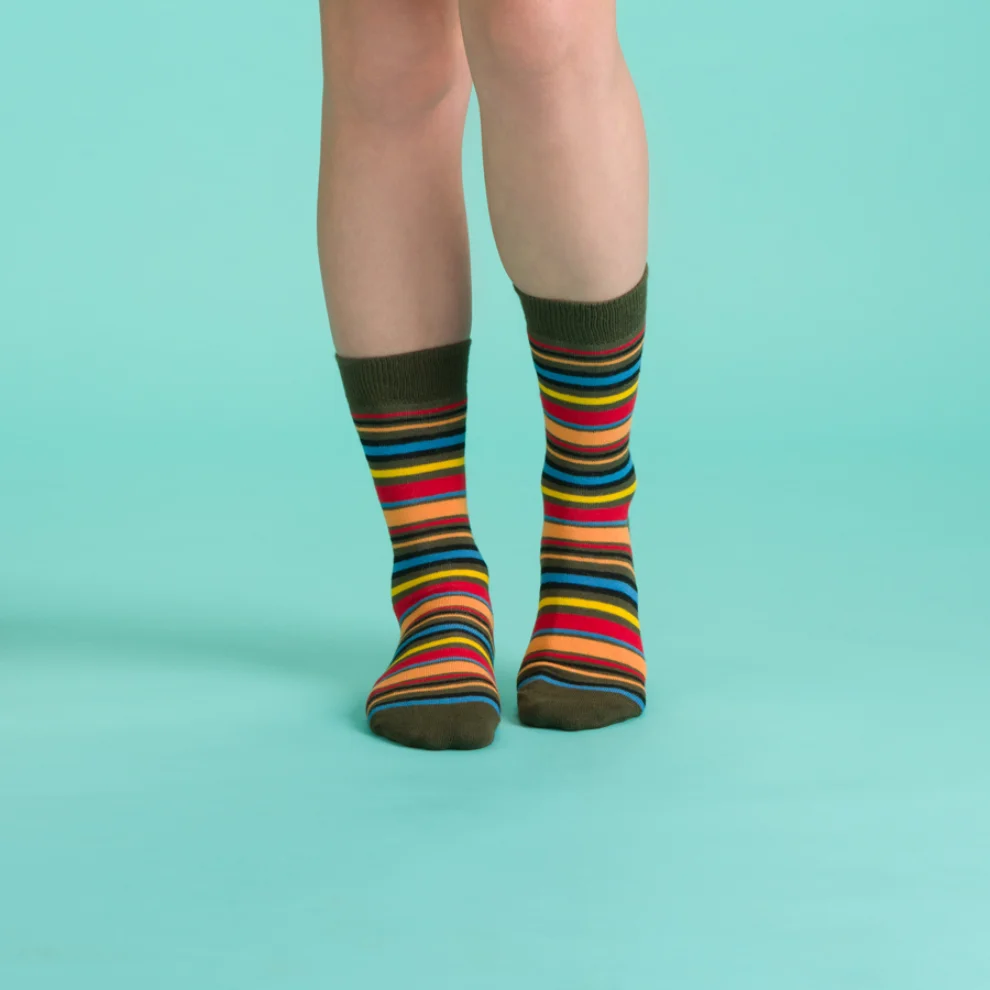 EKRIA - Colorful Striped Indochine Socks