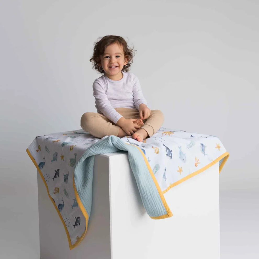 Bebe Bellota - Ocean 6 Layer Organic Baby Muslin Quilt