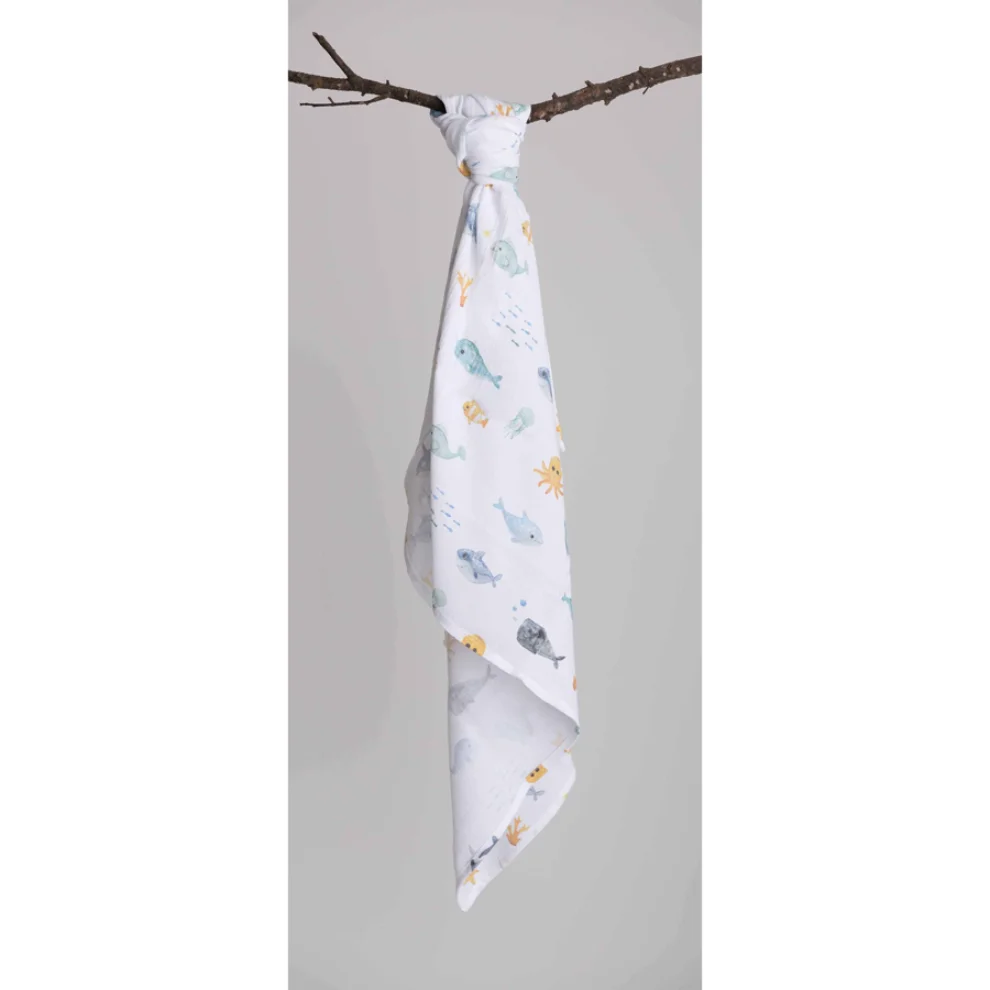 Bebe Bellota - Ocean 2 Layer Organic Baby Muslin Sweddle