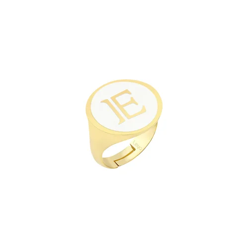 Linya Jewellery - Enamel Letter Ring - Letter E