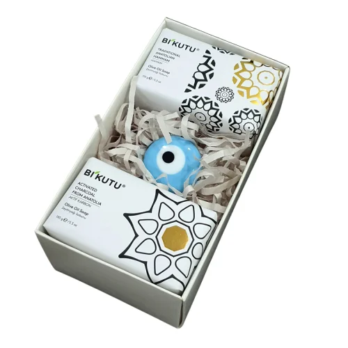 BiKutu - Natural Soap With Olive Oil 5 Box + Evil Eye Bead Magnet