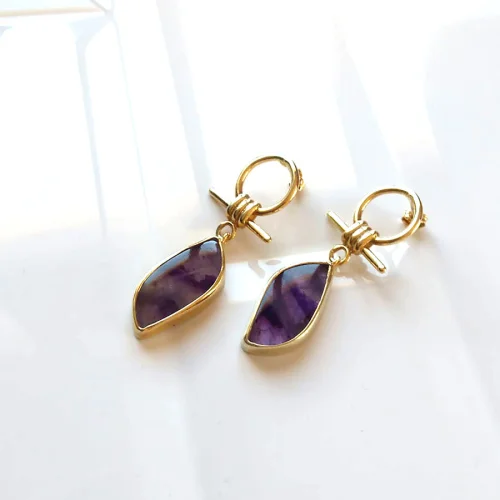 Serenityartwork - Amethyst Stone Earring in S Form