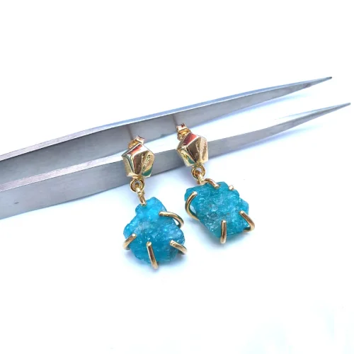 Serenityartwork - Cubic Chrysocolla Crystal Earring