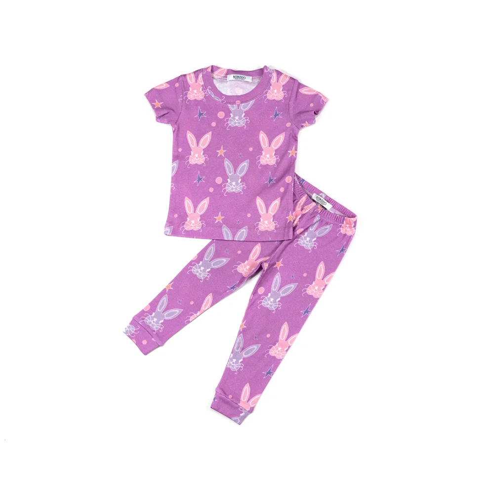 Berkiddo - Rabbit Pattern Short Sleeve Pajamas Set