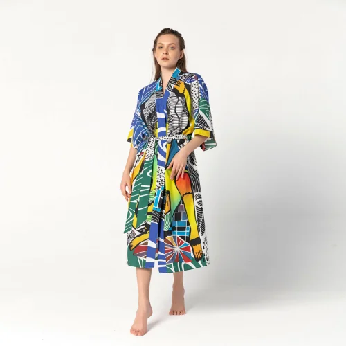 Jade and Mate	 - Blue Paint Long Kimono