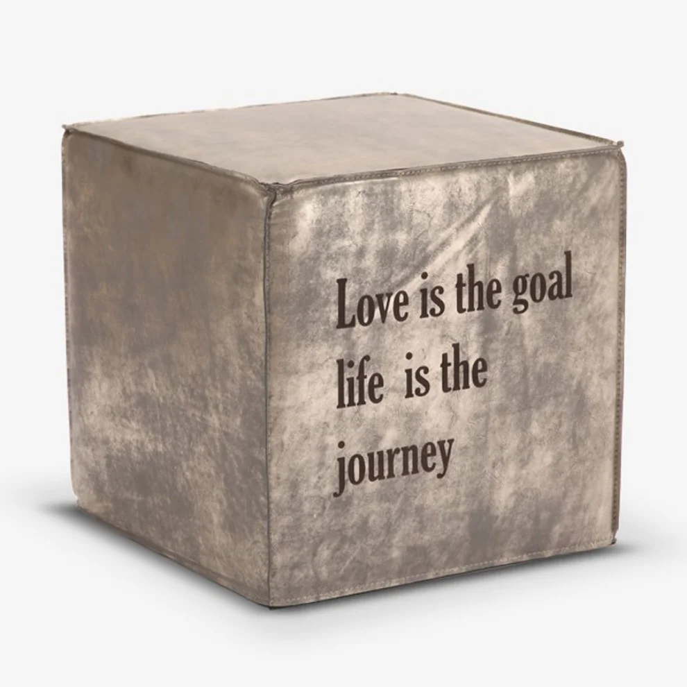 Estetik Decor - Cube Love Leather Pouf