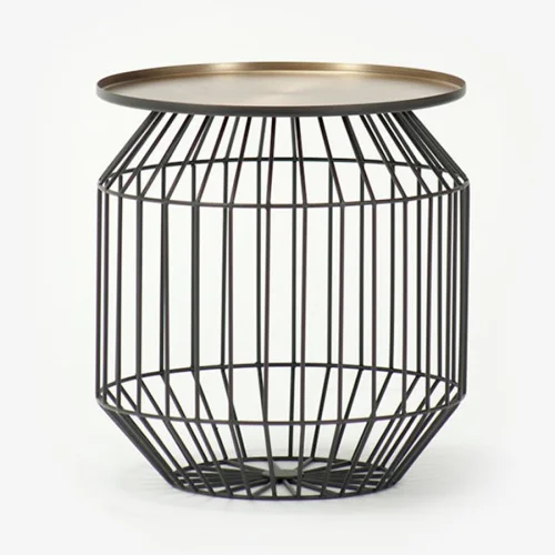 Estetik Decor - Cage Metal Altın Sehpa