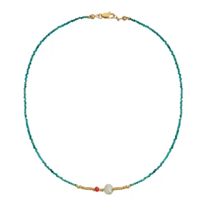 Medi Natural Pearl  & Turquoise Necklace