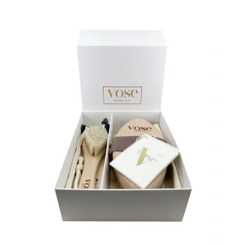 Vose	 - Original Horse Hair Dry Face and Body Brush (Tulip) Set - Natural Exfoliating Face & Body Brush