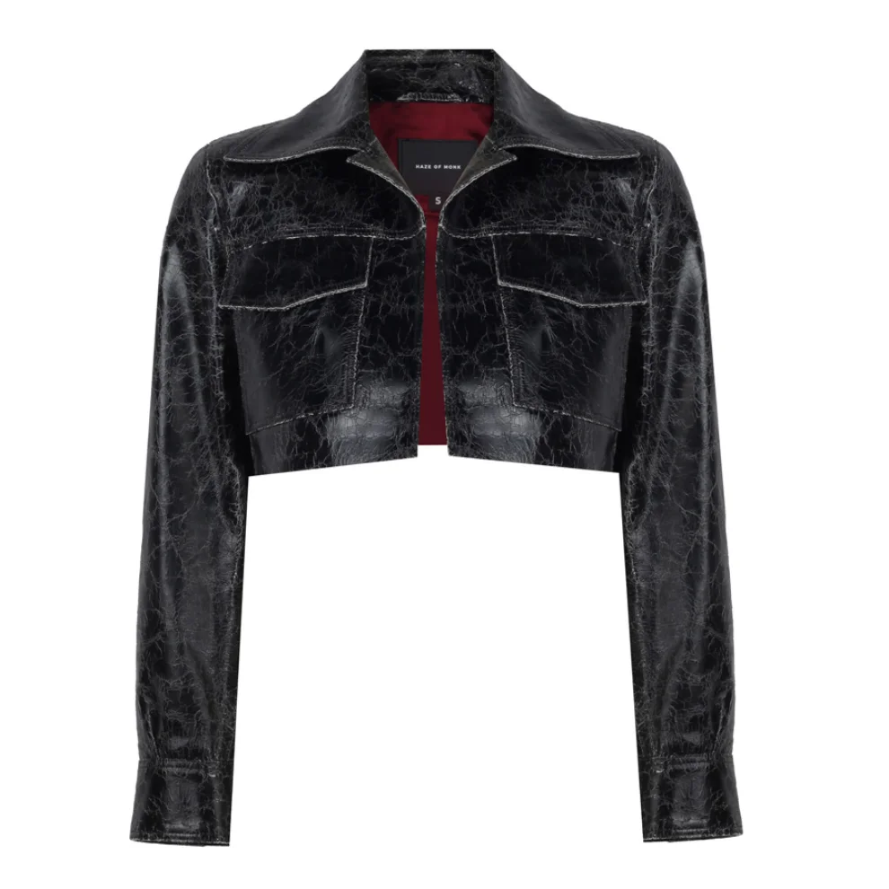 Haze of Monk - Black Cracked Trucker Jacket