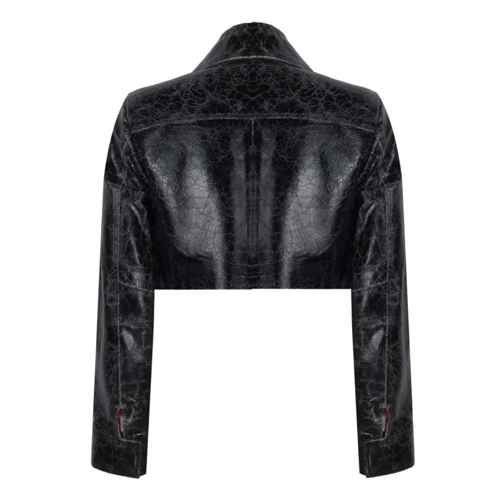 Haze of Monk - Black Cracked Trucker Jacket