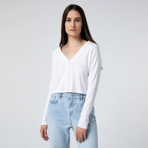 Fifty Pieces - Fifty Buttoned Crop Blouse