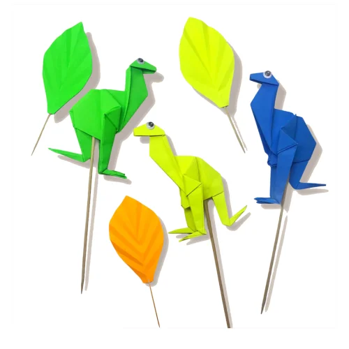 BalinMandalin - Dinosaur Origami Cake Topper, 6 in a package