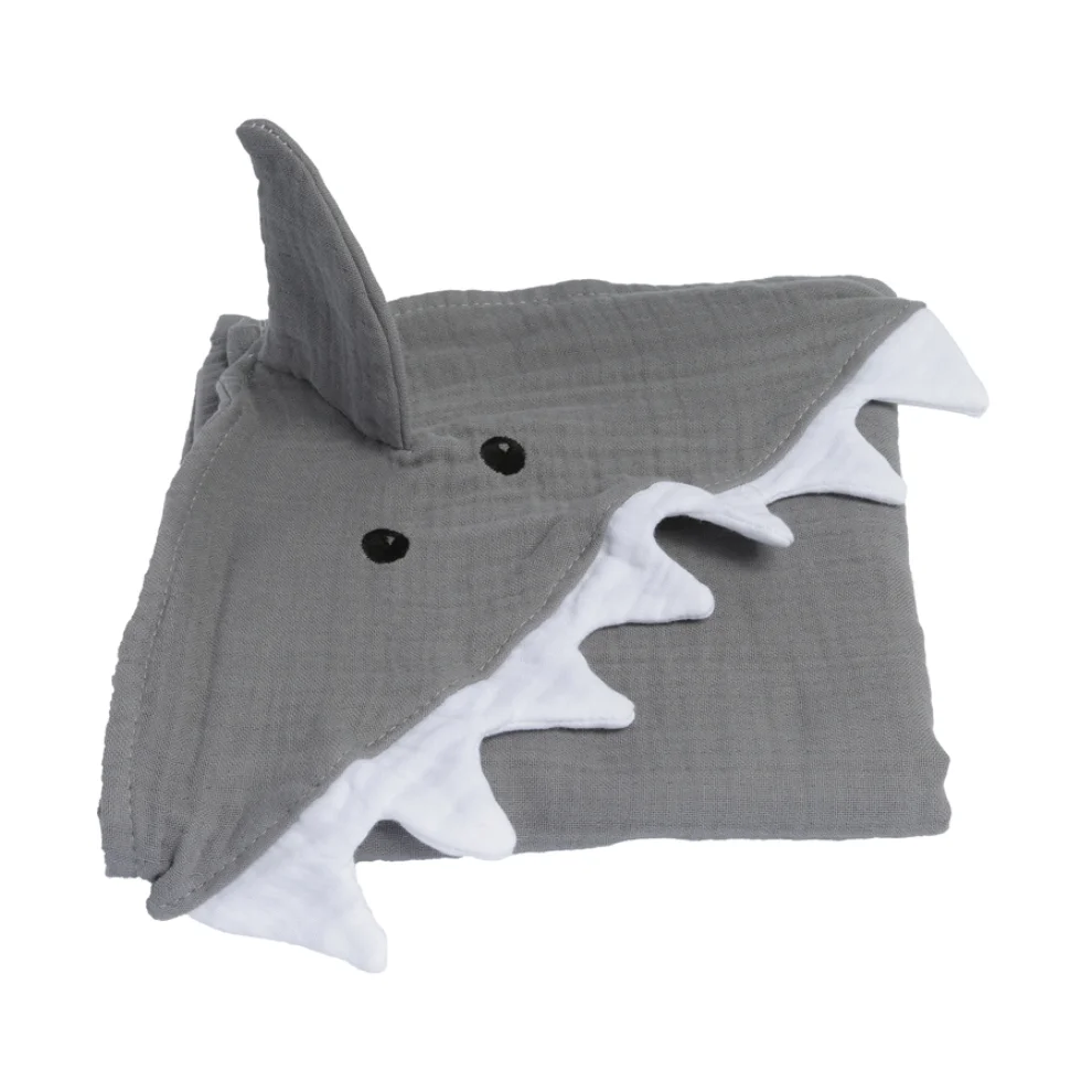 Piccolo Republic - Shark Embroidered Swaddle Muslin Towel