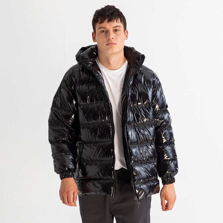 men's quilted hooded parka