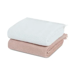 Peony Hand Towel Pink & White Set