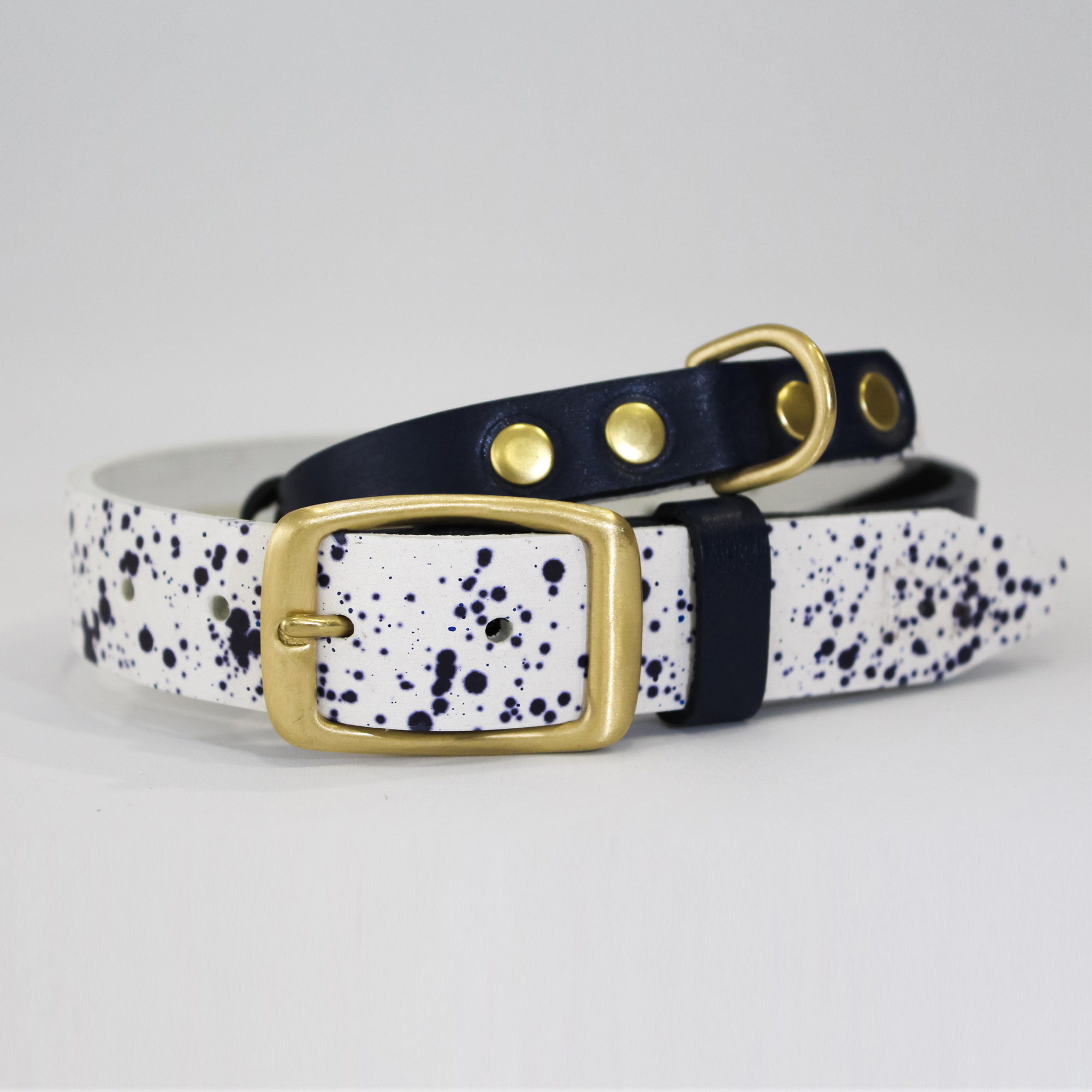 Sky-duo Leather Dog Collar