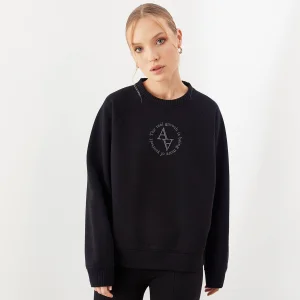 Logo Nakışlı Triko Mix Bonded Sweatshirt