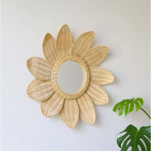 Rattan Çiçek Ayna