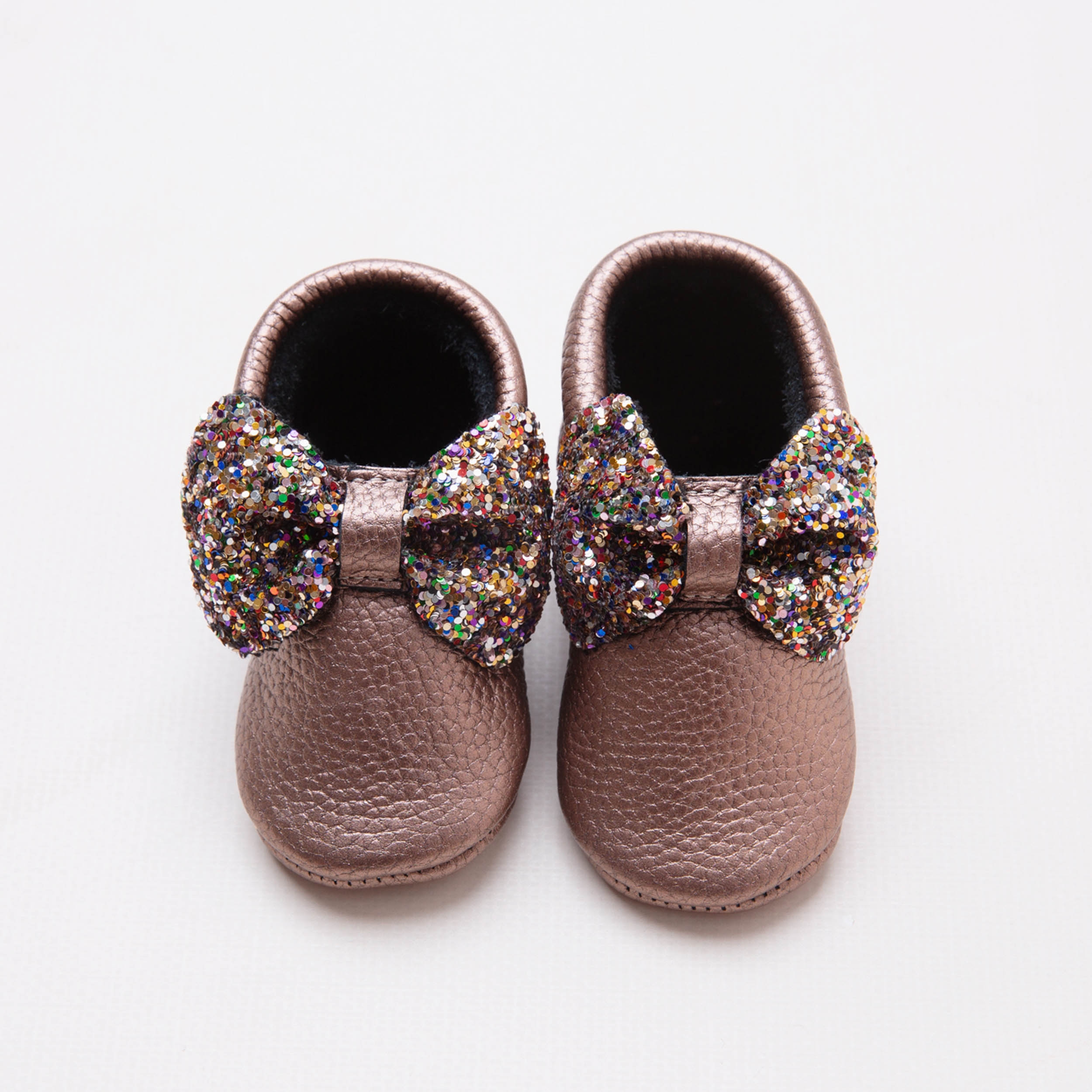 Sequined Leather Baby Booties