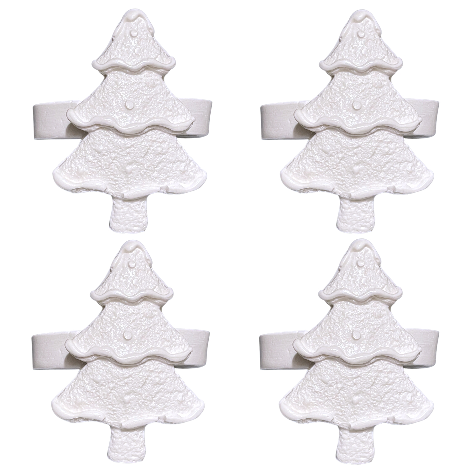 Set Of 4 Christmas Tree Shaped Concrete Napkin Rings