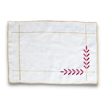 Bodrum Collection Linen Placemat With Flowers