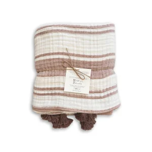 Striped 4 Layer Muslin Throw