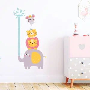 Water Blowing Elephant Wall Sticker Height Ruler