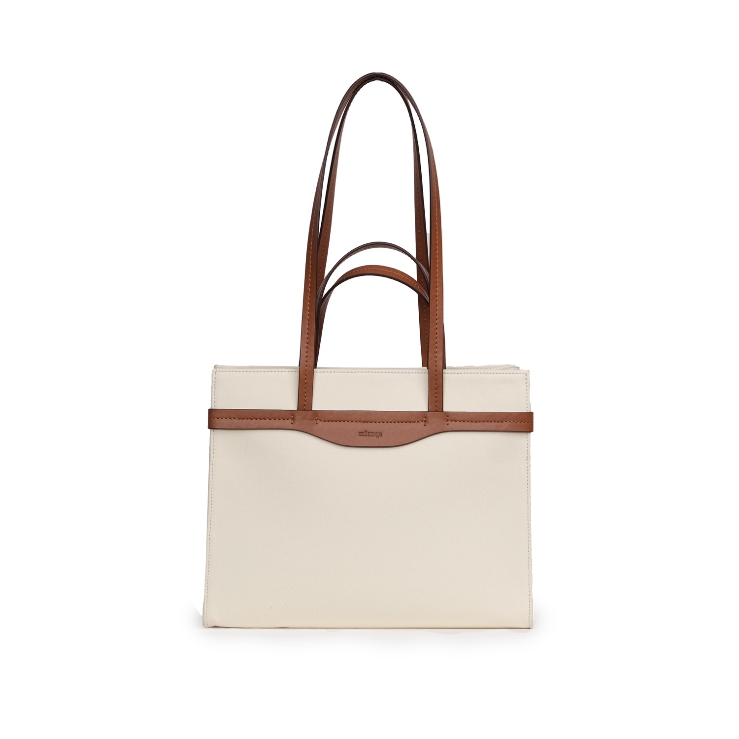 Vegan Apple Leather & Fabric Medium Tote White