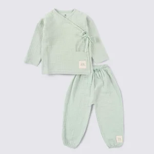 Organic Cotton Muslin Double Breasted Baby Suit
