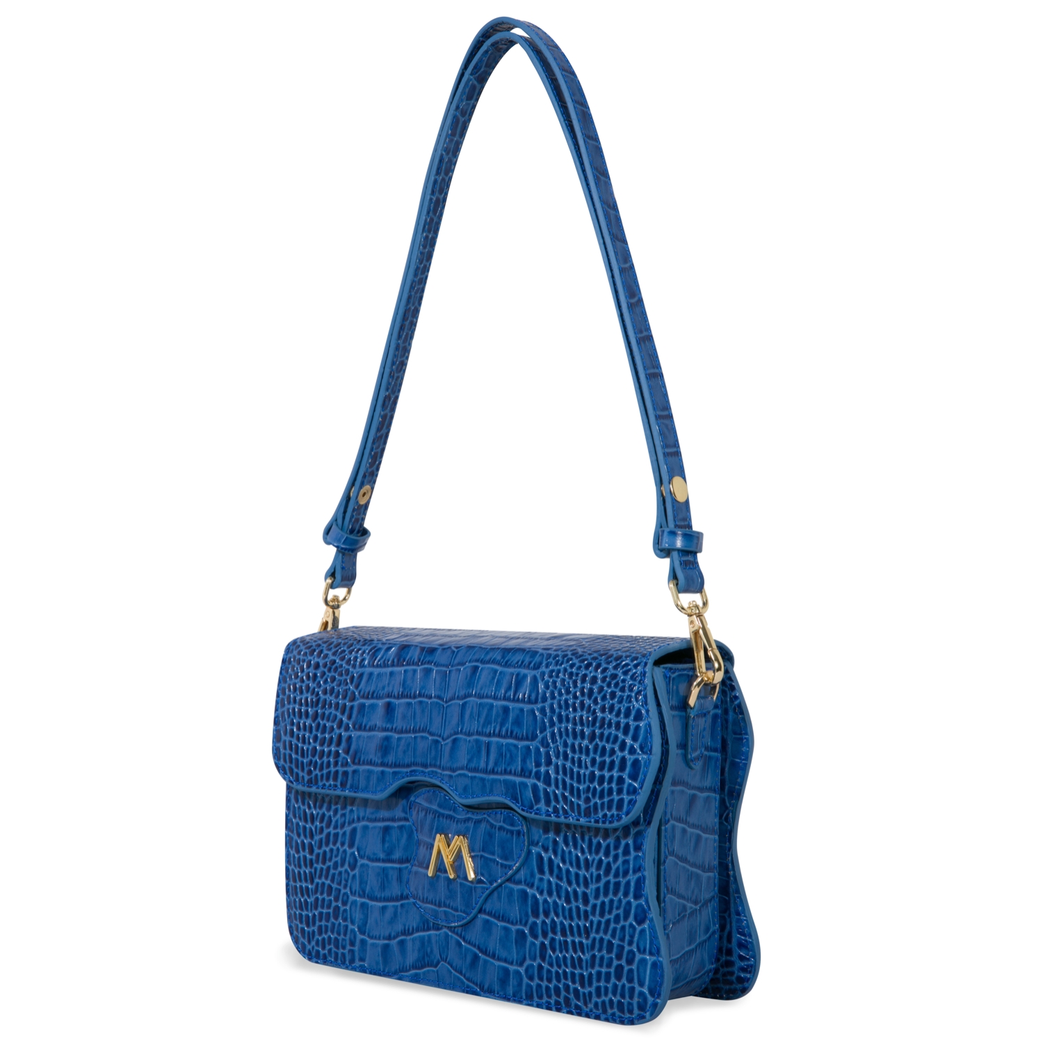 Greta Croc Embossed Calf Leather Crossbody And Baguette Bag