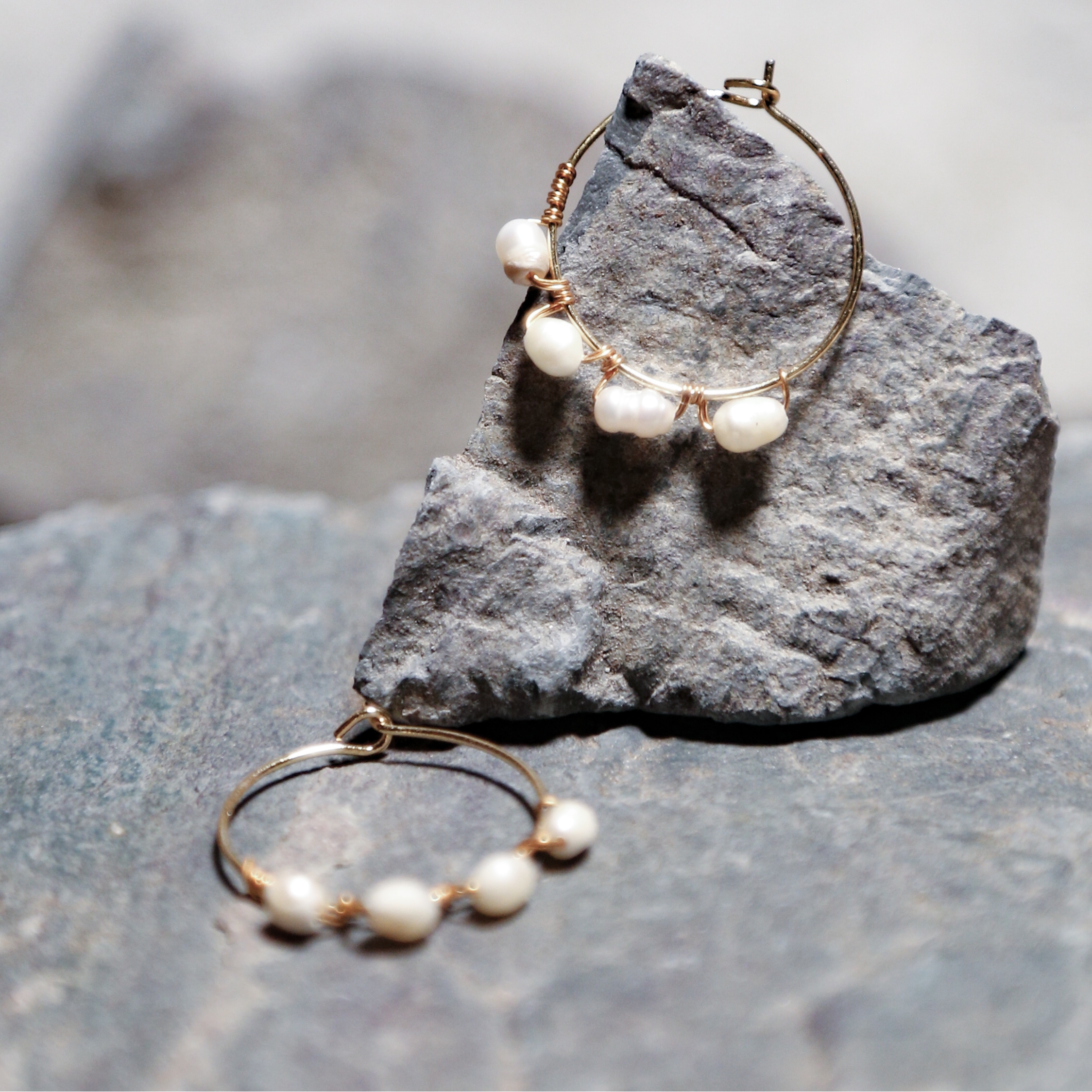 Sylvia 3-pearl Hoop Earrings