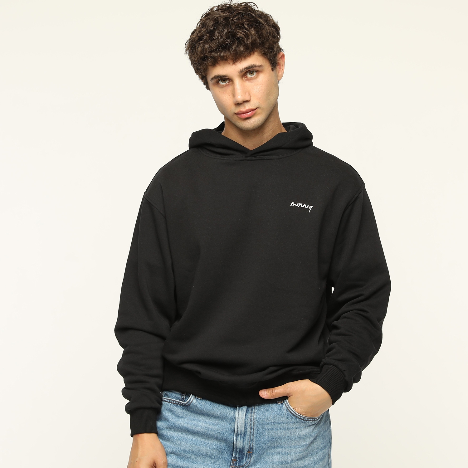 Kabartma Baskılı Kapüşonlu Sweatshirt