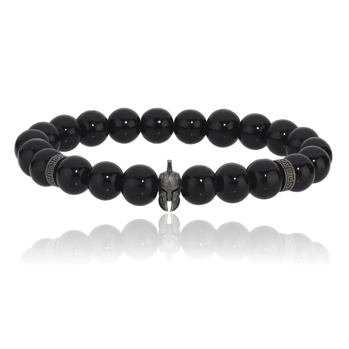 Helmet 925 Sterling Silver Onyx Men's Bracelet