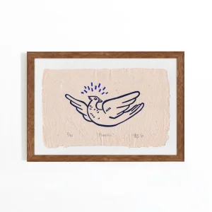 Phoenix Limba Wood Framed Lino Print