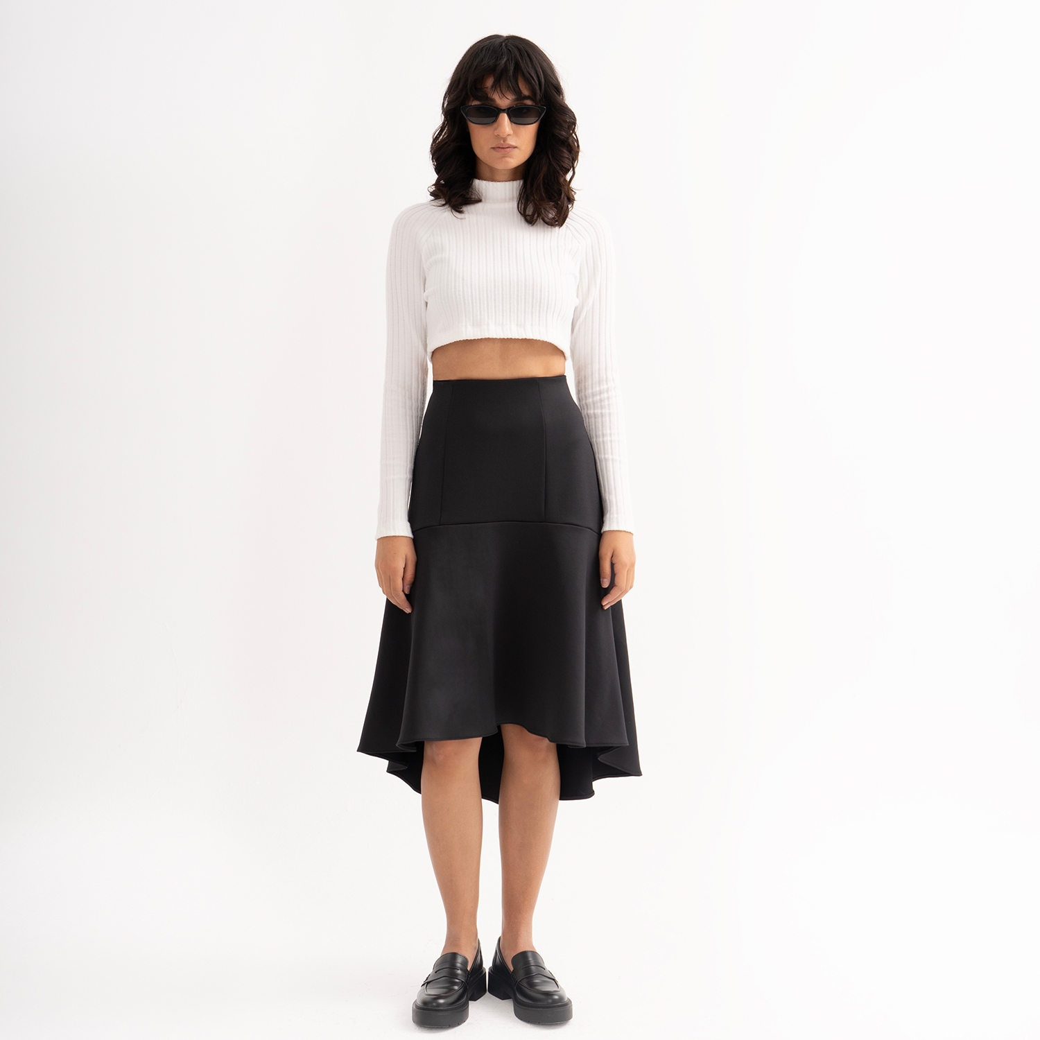 Turtle Neck Raglan Crop Top