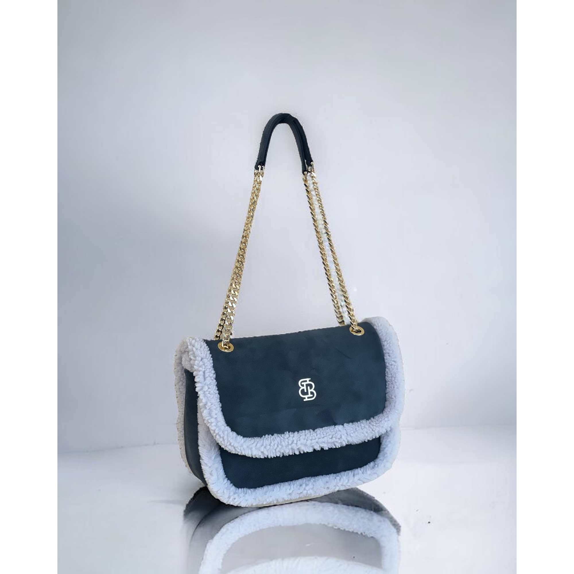 Les Alpes Suede Shearling Shoulder Bag