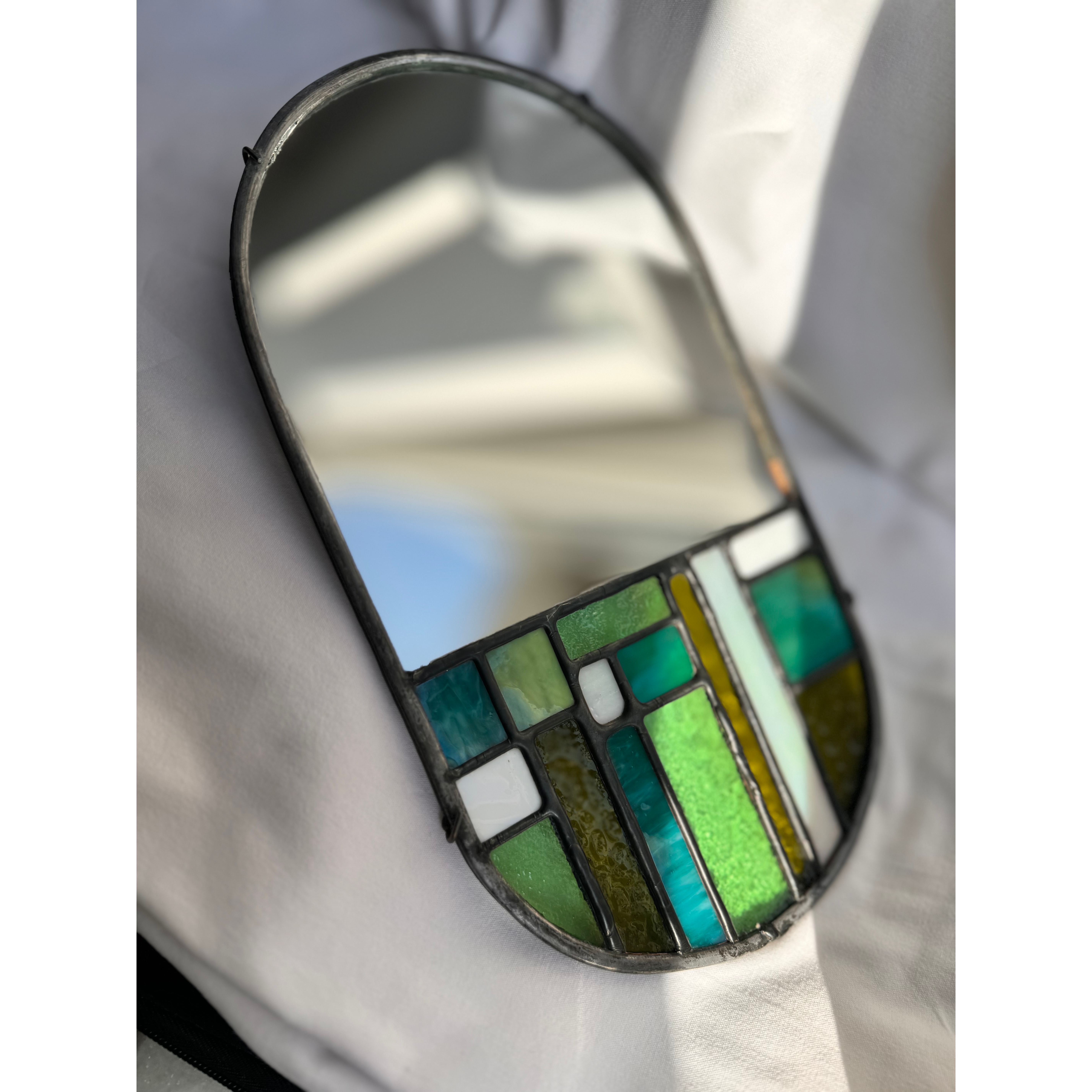 Greens Stained Glass Mirror