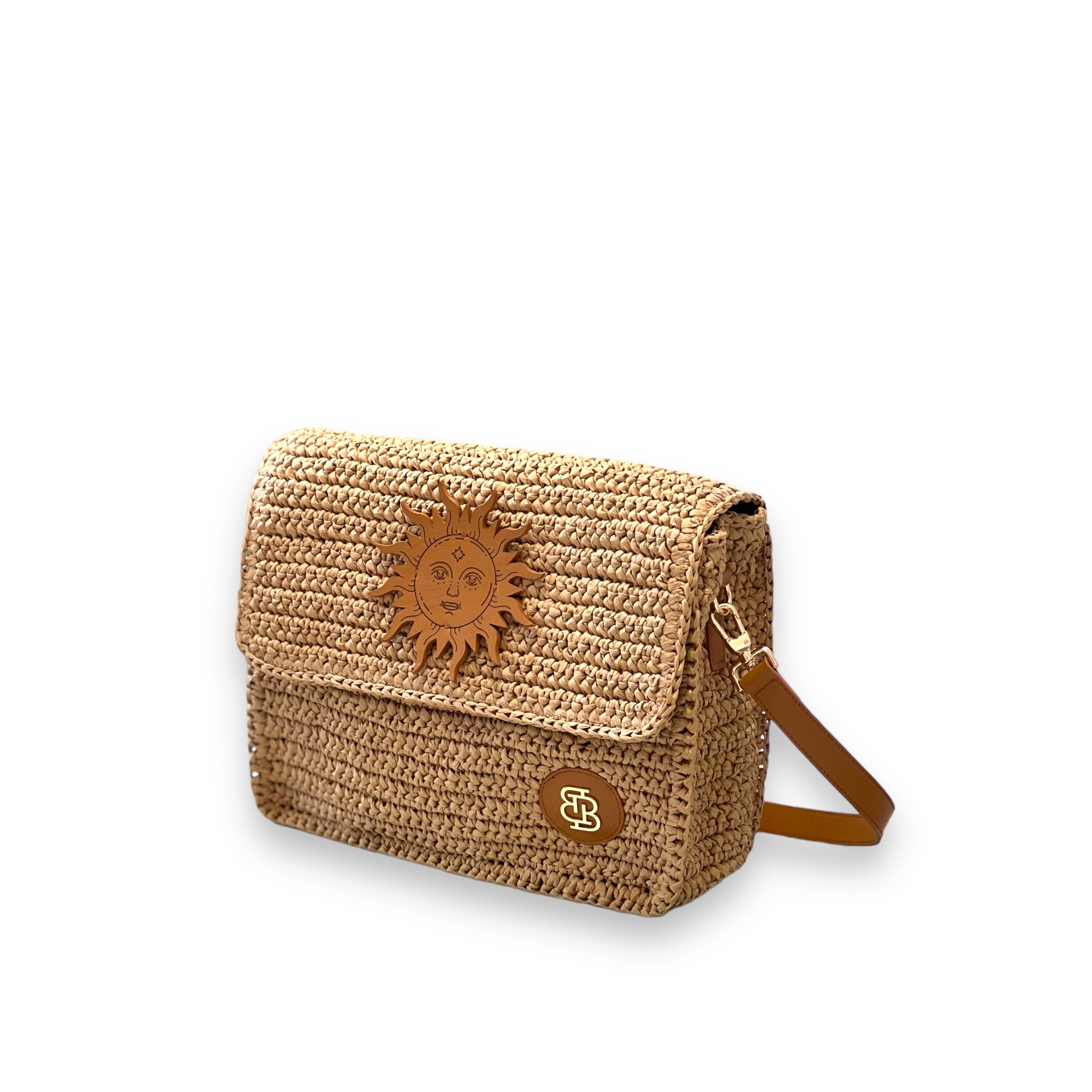 Sun Therapy Straw & Leather Shoulder Bag